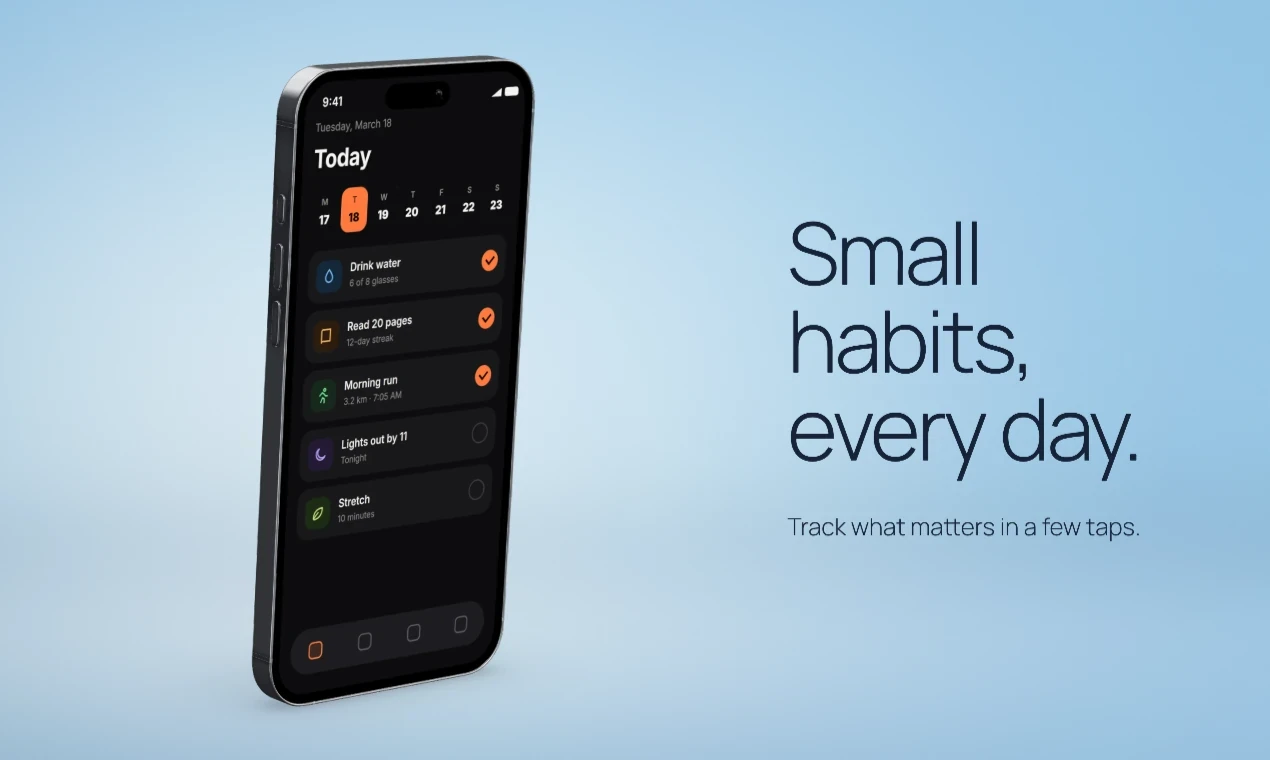 Small habits, every day. The sky composition as a Product Hunt image.