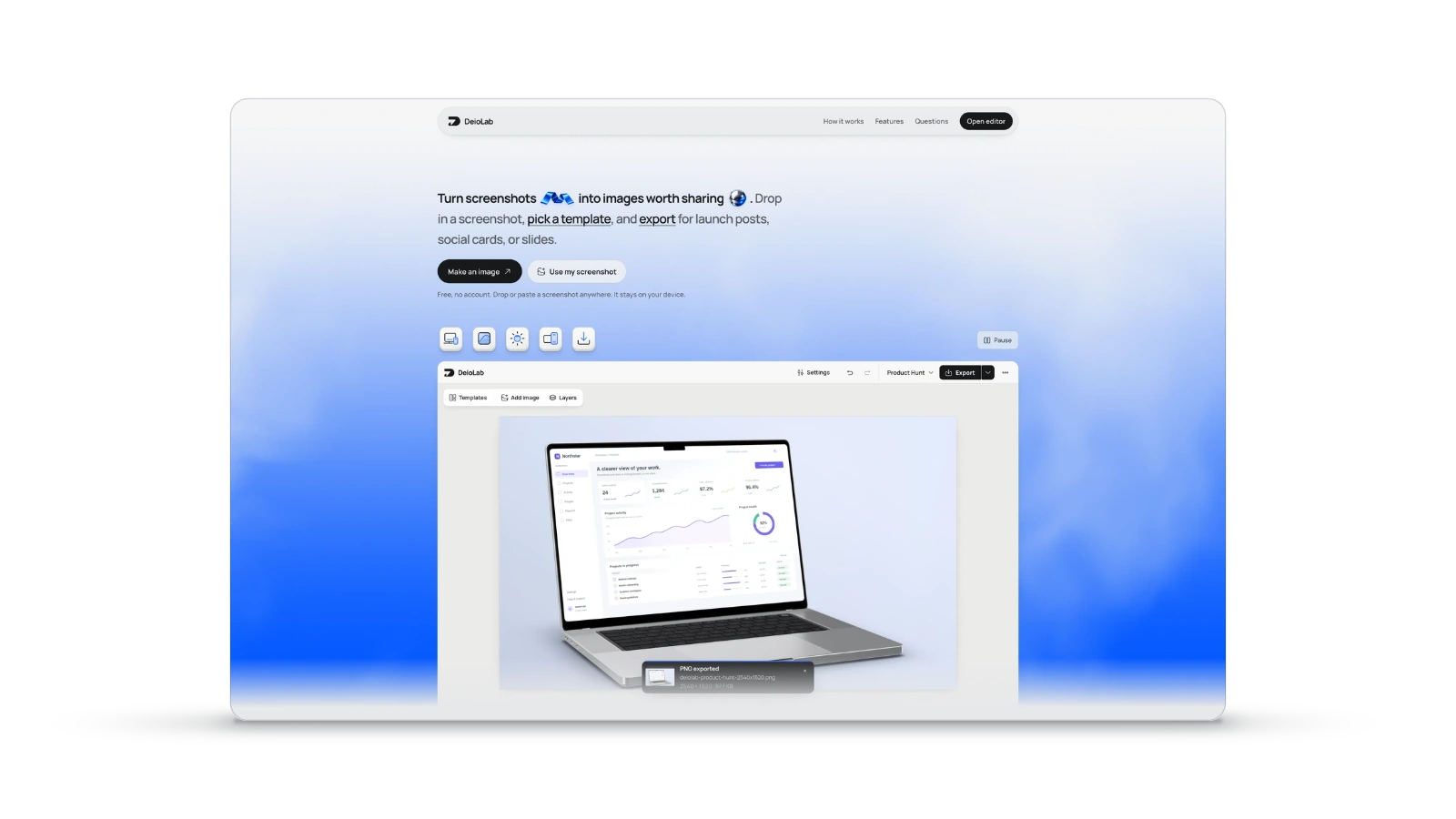 The same clean mockup with its background removed, preserving the device and shadow.