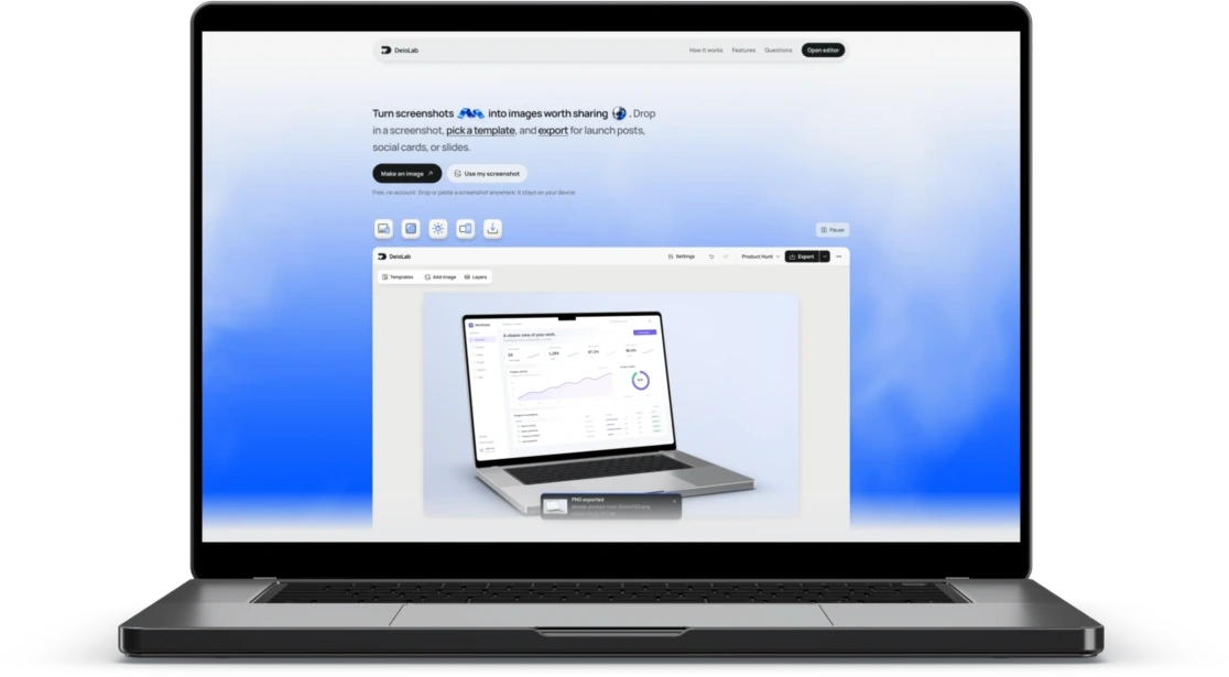 The same screenshot in the MacBook with its shadow and a transparent background.